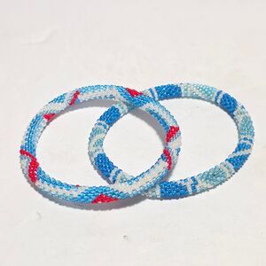 2 Sashka 8" Beaded Bracelets Handmade